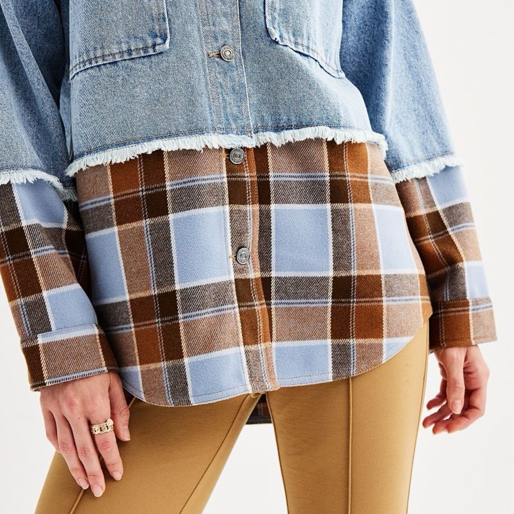 SO denim plaid jacket